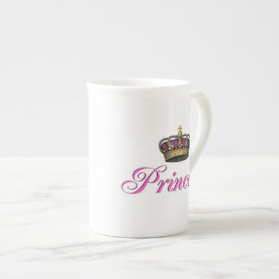 Princess crown in hot pink bone china mug