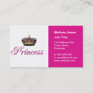 Princess crown in hot pink business card