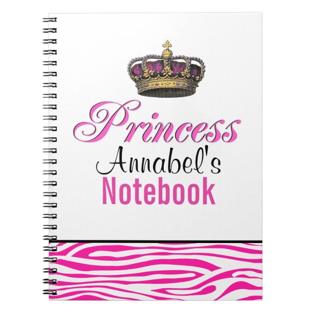 Princess crown in hot pink notebook (Front)