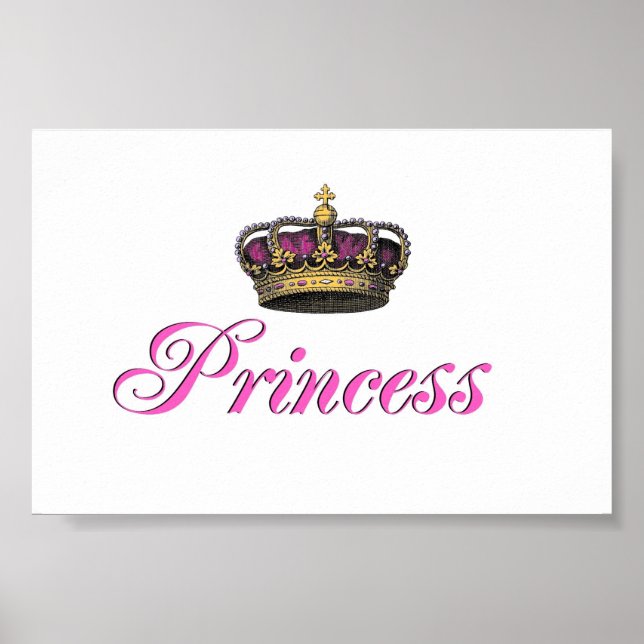 Princess crown in hot pink poster (Front)