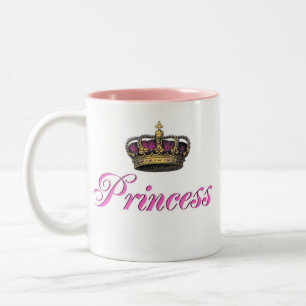 Princess crown in hot pink Two-Tone coffee mug