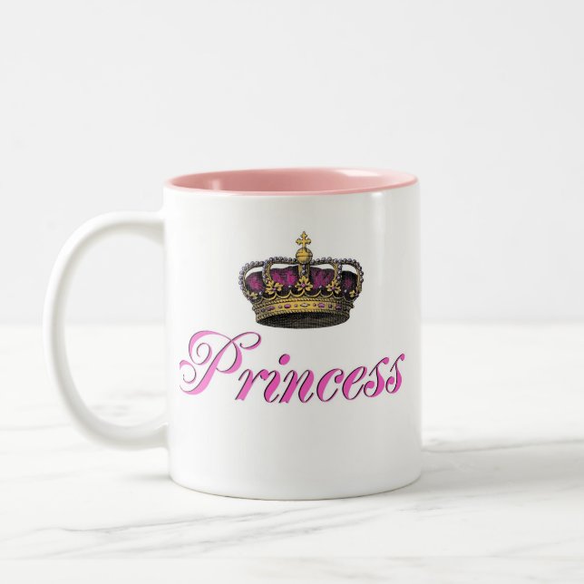 Princess crown in hot pink Two-Tone coffee mug (Left)