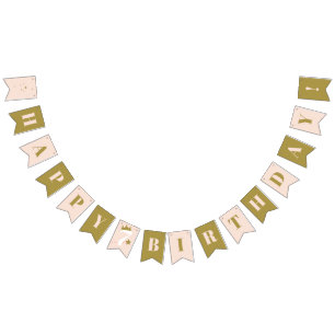 Princess crown kids happy birthday banner