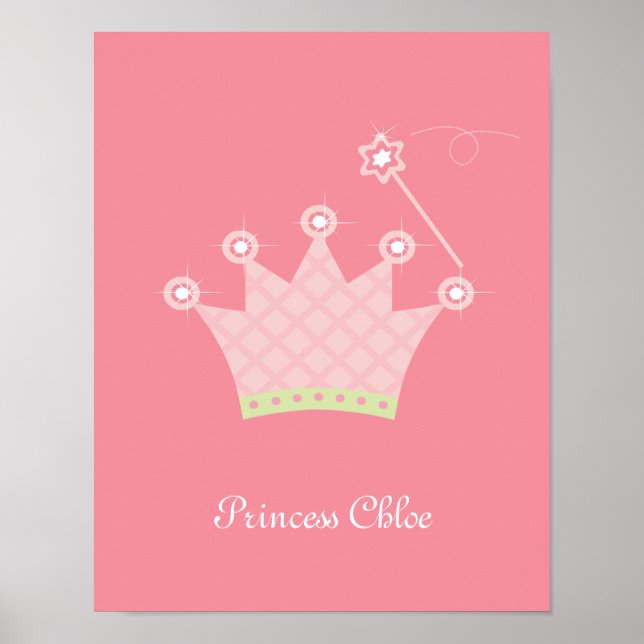 Princess Crown Personalised Kids Wall Art (Front)