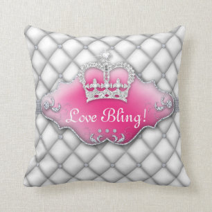 Princess Crown Pillow Tufted Satin Diamond White 2