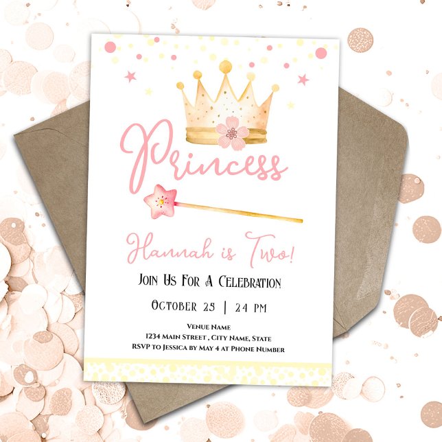 Princess Crown Pink 2nd Girl Birthday  Invitation (Creator Uploaded)