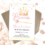 Princess Crown Pink 4th Girl Birthday  Invitation<br><div class="desc">Cute watercolor Princess Crown with wand Birthday watercolor artwork.  Children's Princess birthday theme. Easy to personalise. Also available as a digital download!</div>
