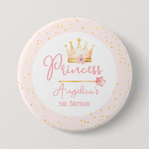 Princess Crown Pink Little Girl Birthday  7.5 Cm Round Badge