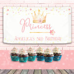 Princess Crown Pink Little Girl Birthday  Banner<br><div class="desc">Cute watercolor Princess Crown with wand Birthday watercolor artwork.  Children's Princess birthday theme. Easy to personalise.</div>