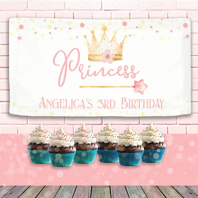 Princess Crown Pink Little Girl Birthday  Banner (Creator Uploaded)