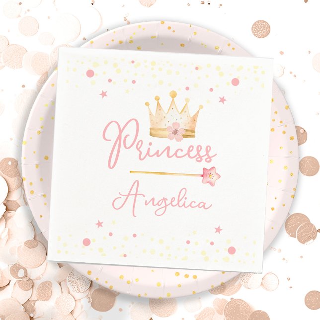 Princess Crown Pink Little Girl Birthday  Napkin (Creator Uploaded)