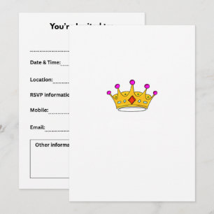 Princess crown, prince crown, crown theme invitation