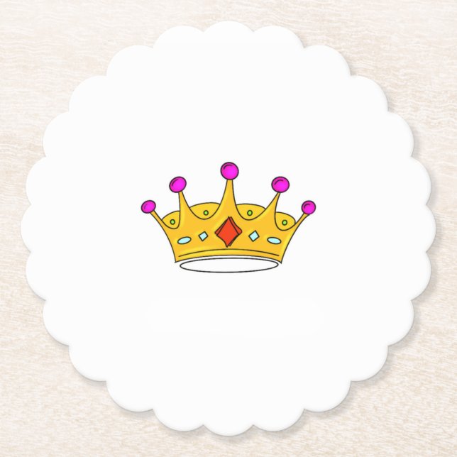 Princess crown, prince crown, crown theme paper coaster (Front)