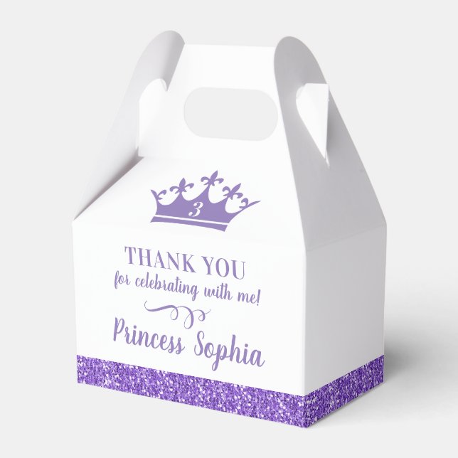 Princess Crown Purple Thank You Birthday Favour Box (Front Side)