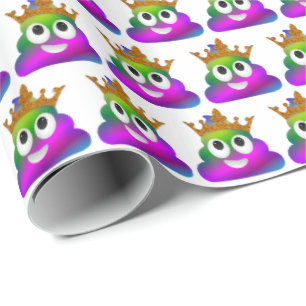 Princess Crown Rainbow Emoji Poop Wrapping Paper