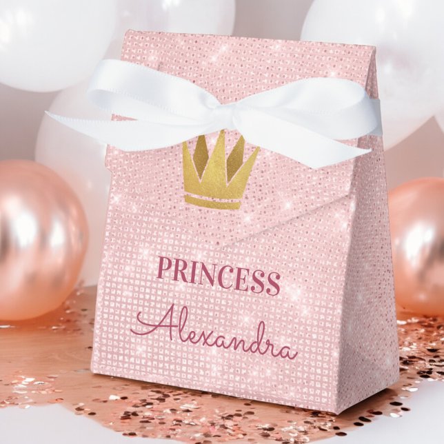 Princess Crown Rose Gold Blush Pink Sparkle Favour Box (Creator Uploaded)