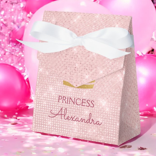 Princess Crown Rose Gold Blush Pink Sparkle Favour Box (Creator Uploaded)