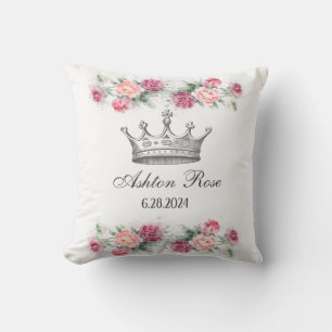 Princess Crown Roses Personalised Baby Pillow