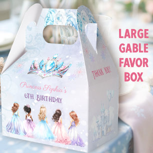 Princess Crown Winter Purple Girl Birthday Large Favour Box
