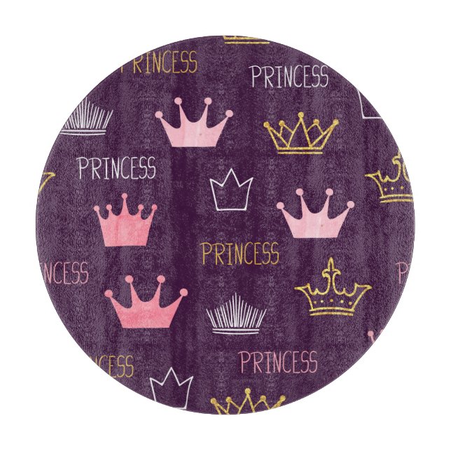 Princess crowns: watercolor glitter pattern. cutting board (Front)
