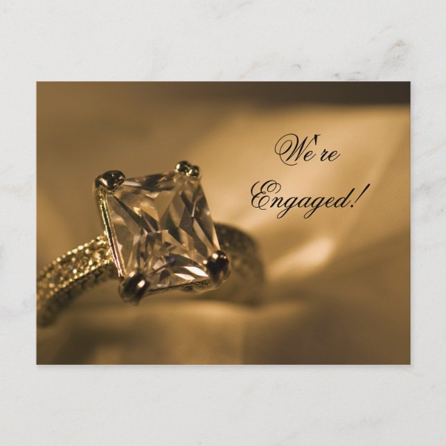 Princess Cut Diamond Ring Engagement Announcement Postcard (Front)