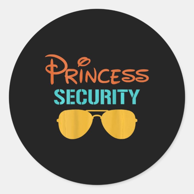 Princess Dad Security Halloween Men Matching Black Classic Round Sticker (Front)