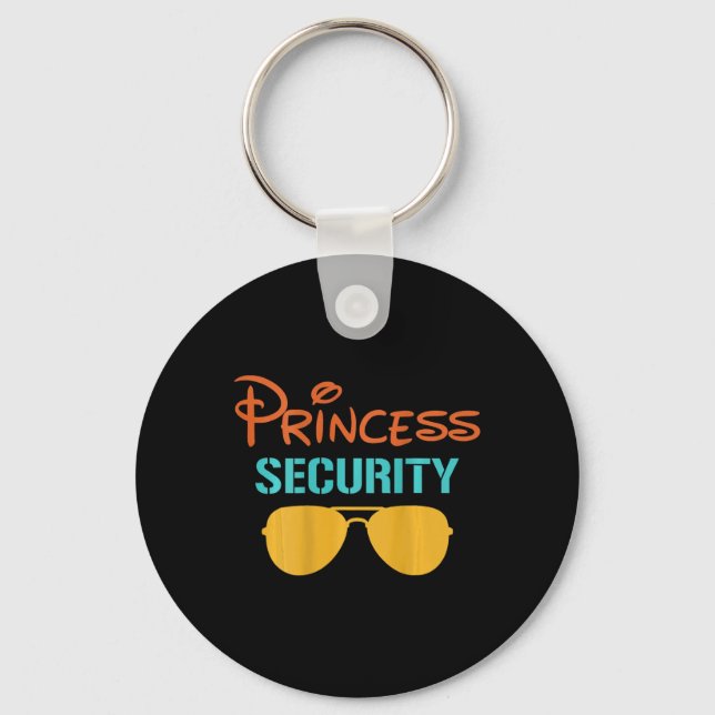 Princess Dad Security Halloween Men Matching Black Key Ring (Front)