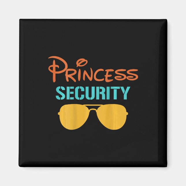 Princess Dad Security Halloween Men Matching Black Magnet (Front)
