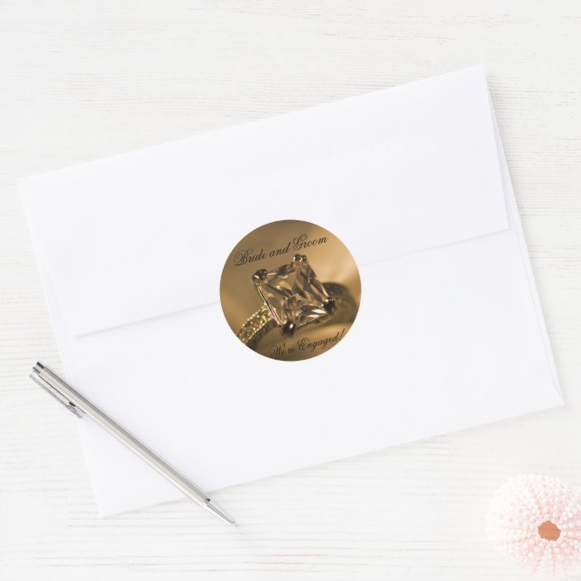 Princess Diamond Ring Engagement Envelope Seals (Envelope)