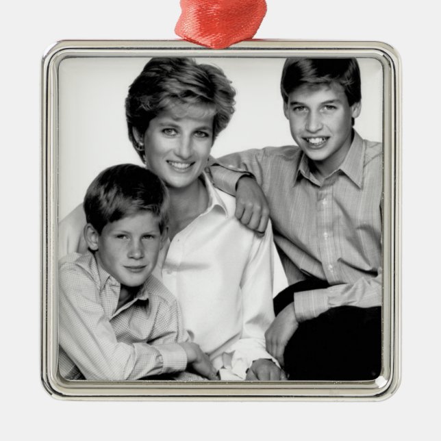 Princess Diana and sons Metal Ornament (Front)