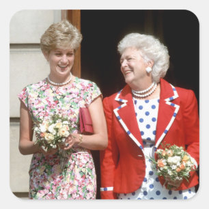 Princess Diana-Barbara Bush Square Sticker