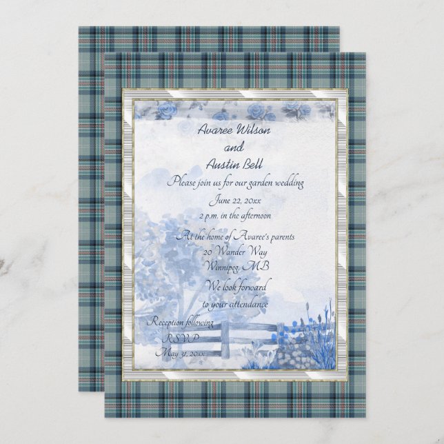 Princess Diana Memorial Tartan Garden Wedding Invitation (Front/Back)