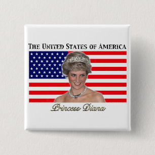 Princess Diana USA Flag 15 Cm Square Badge