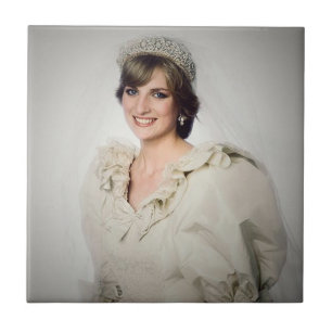Princess Diana wedding portrait stylised Tile