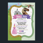 Princess & Dinosaur Boy Girl Birthday Dino Castle Invitation<br><div class="desc">Princess & Dinosaur shared party invitation. Perfect for 2 children with 2 interests!
Fun invite for any age! Back print included</div>