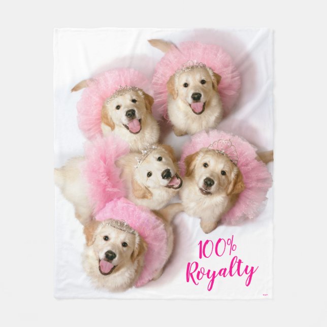 Princess Dogs in Tiaras Fleece Blanket (Front)