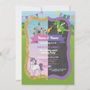 Princess Dragon Castle Unicorn Joint Boy Girl Invitation