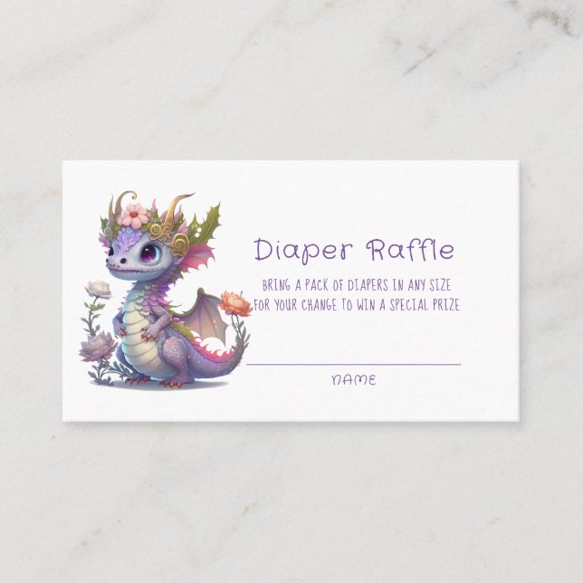 Princess Dragon Floral Girl Baby Shower Business Card (Front)