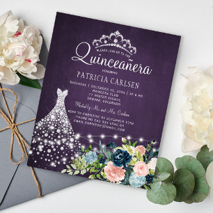 Princess dress budget quinceanera invitation