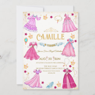  princess dress  Girl birthday Party Invitation