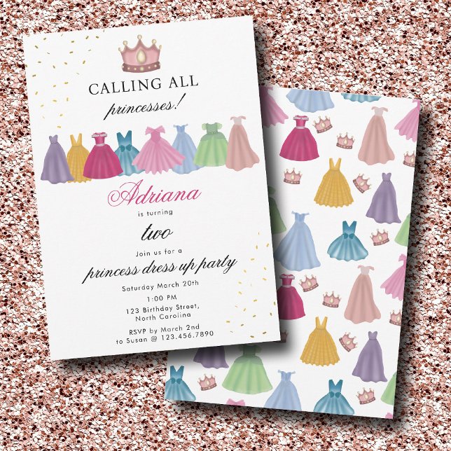 Princess Dresses Fairytale Dress Up Girl Birthday Invitation (Princess Dresses Fairytale Dress Up Girl Birthday Invitation)