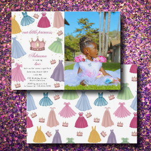 Princess Dresses Fairytale Girl Photo Birthday Invitation