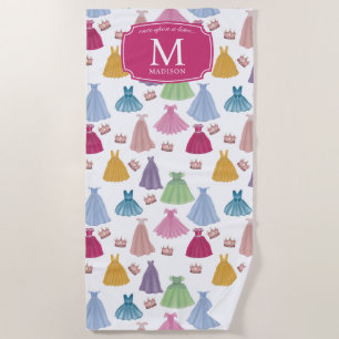 Princess Dresses Fairytale Little Girl  Beach Towel