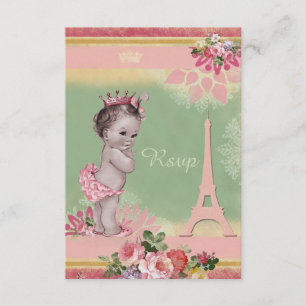 Princess Eiffel Tower Baby Shower RSVP Card