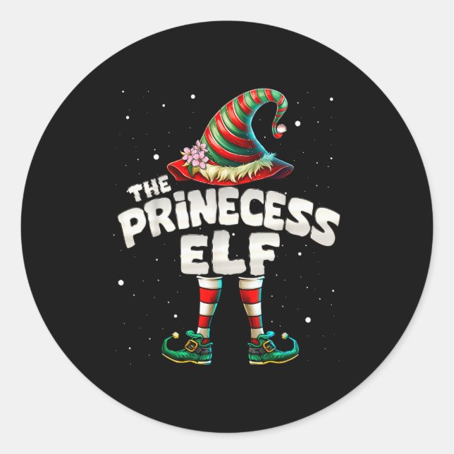 Princess Elf Family Matching Group Christmas Girls Classic Round Sticker (Front)