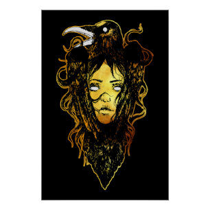 Princess Embraced by a Crow Poster