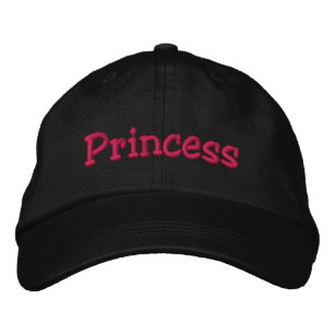 Princess Embroidered Baseball Cap Black & Hot Pink