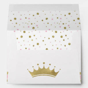 Princess Envelope, Pink, Faux Gold Glitter Envelope