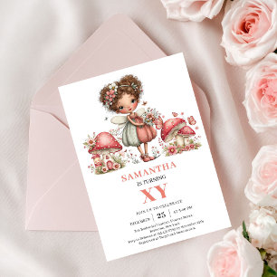 Princess Fairy 4th Birthday Pink Floral Invitation
