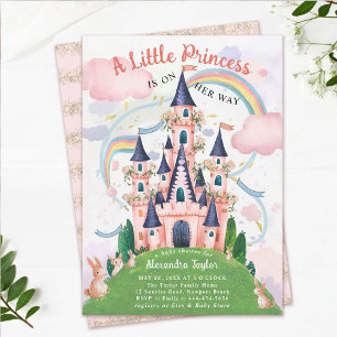 Princess Fairytale Castle Bunny Baby Girl Shower Invitation